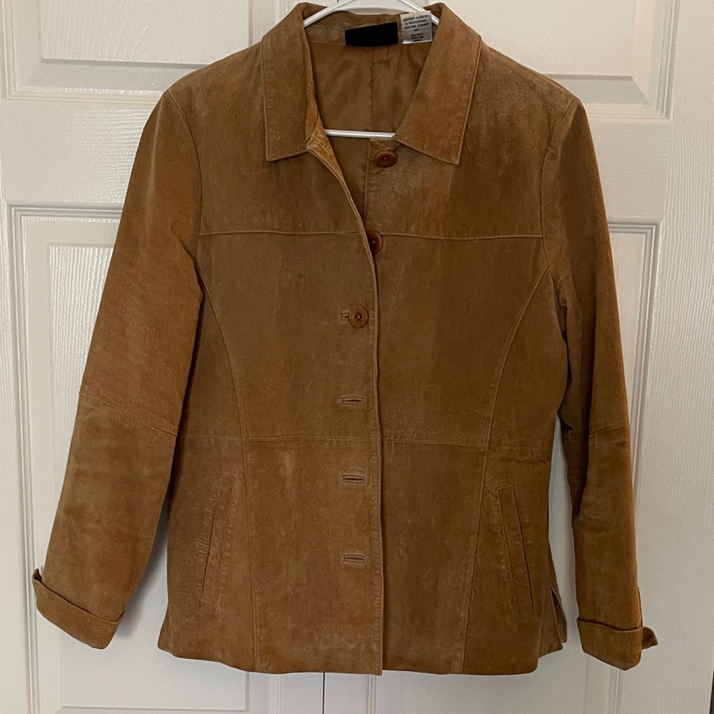 Vintage Spiegel Tan Suede Button-Front Jacket